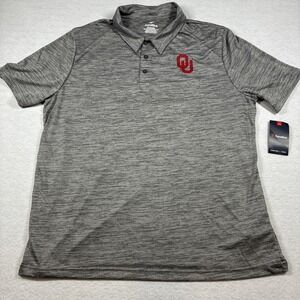 NWT Oklahoma Sooners Polo Shirt Mens 2XL Gray NCAA Football Fanatics Performance